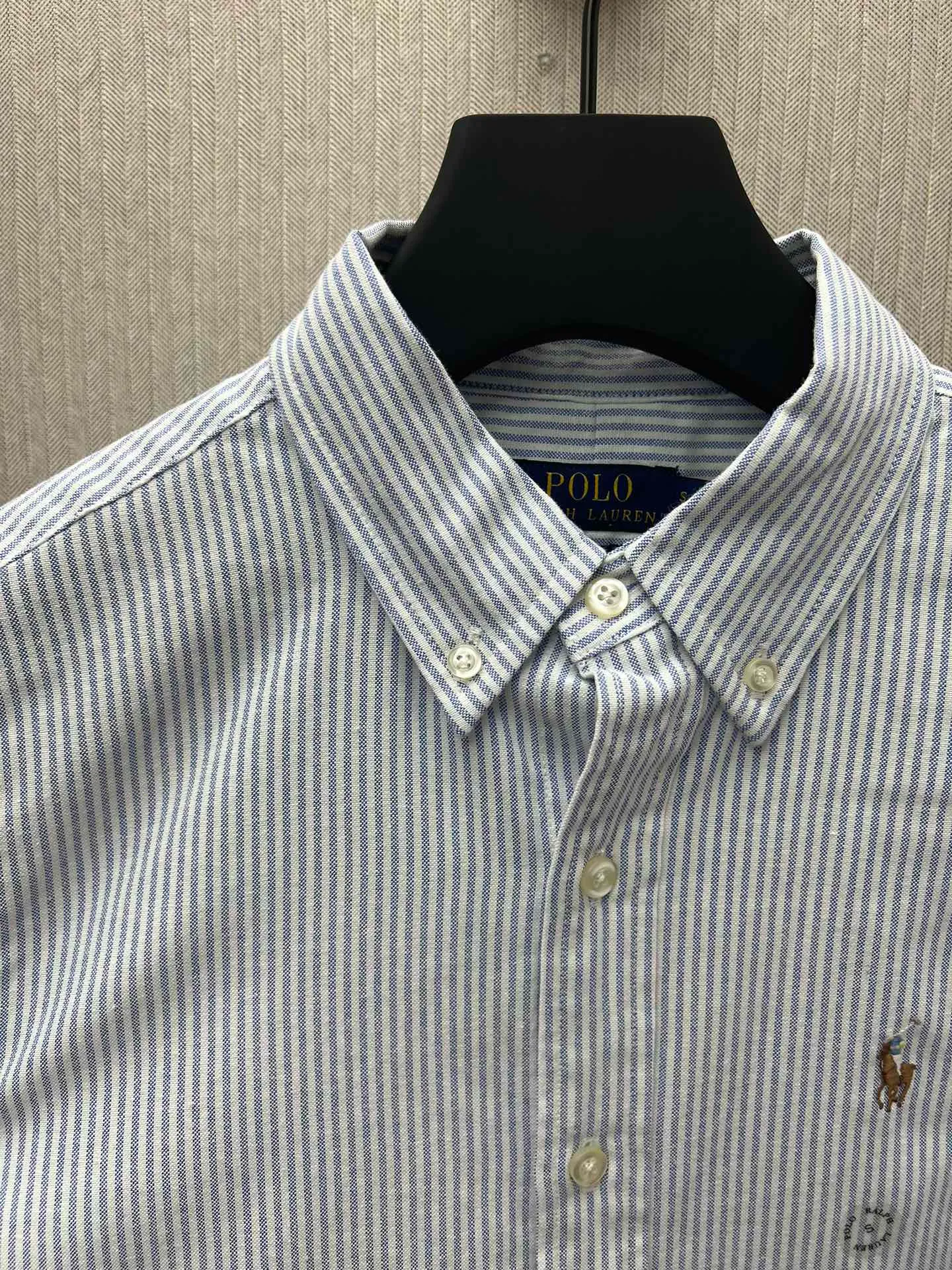 P430 Polo 25ss new logo embroidered striped square collar casual long-sleeved shirt, men's size: XS.S.M.L.XL.